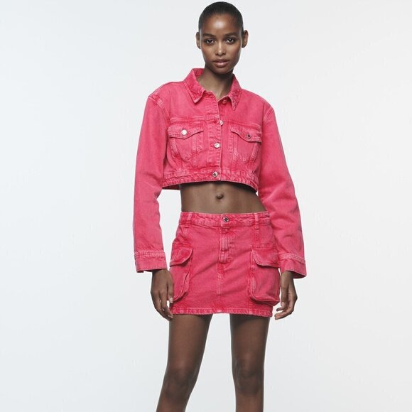 ZARA Z1975 DENIM CARGO MINI SKIRT - Picture 3 of 6